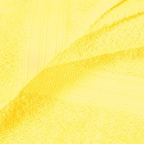 BOUTIQUO 6 Pack Cotton Towel Set, Contains 2 Bath Towels 27x54 inch, 2 Hand Towels 16x24 inch & 2 Wash Coths 12x12 inch, Ideal Everyday use, Ultra Soft Compact & Lightweight - Lime Yellow - color: Lime Yellow, size: 6 Piece Towel Set