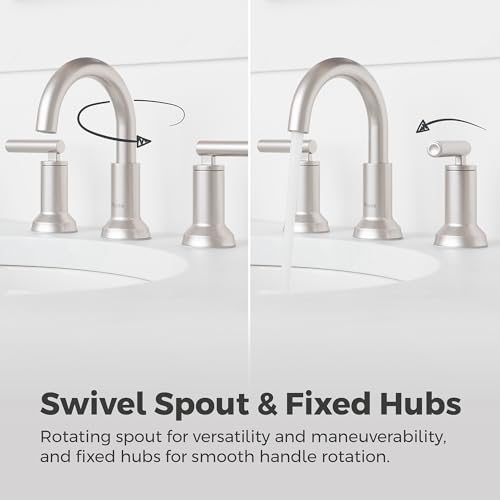 Pfister Capistrano Widespread Bathroom Sink Faucet 2 Handle 3 Hole Brushed Nickel Vanity Faucet with Push & Seal Drain TiteSeal Mount NSF Certified Bath Fixture LF049CSOGS - color: Spot Defense Brushed Nickel, size: 1 Pack