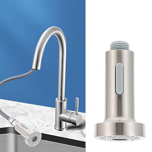 SEIDO Kitchen Faucet Sprayer Head Replacement, 3-Function Sink Sprayer Replacement, Pull Down Kitchen Faucet Head with G1/2(13/16 inch) Male Thread, Brushd Nickel Kitchen Sink Aerators