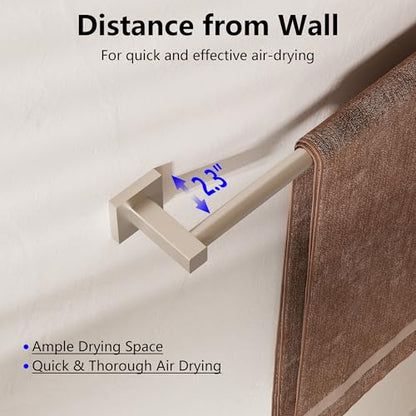 Towel Bar, Towel Racks for Bathroom Wall Mounted, Brushed Nickel | Adjustable 12.7 to 23.2 Inch Single Towel Rod, 304 Stainless Steel Towel Holder, Rustproof, Square Base, Heavy Duty, Modern - color: Brushed Nickel, size: Wall-Mounted