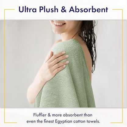 100% Organic Zero-Twist Cotton Towels - GOTS Certified Luxury Bath Towels - Ultra Soft & Plush 700GSM Long-Staple Cotton - 6 Piece Towel Set (Eucalyptus Green) - color: Eucalyptus, size: 6pc Towel Set