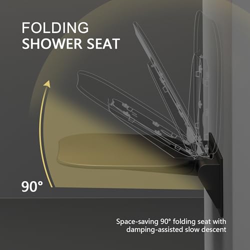 Folding Shower Seat Wall Mounted Shower Chair 15.7" with Embed CS Seat Bracket Bistable Structure Aluminum Base 440lb Load Capacity for Bathroom Remodel, White - size: White