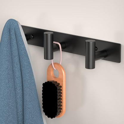 HUFEEOH 2 Pack Coat Hooks Wall Mount, Black T Shaped 3 Hooks Wall Hooks Stainless Steel Coat Hanger Wall Mount, Heavy Duty Towel Hooks Purse Rack for Hanging - color: Black, size: 2 Pack "T" shape 3 hooks