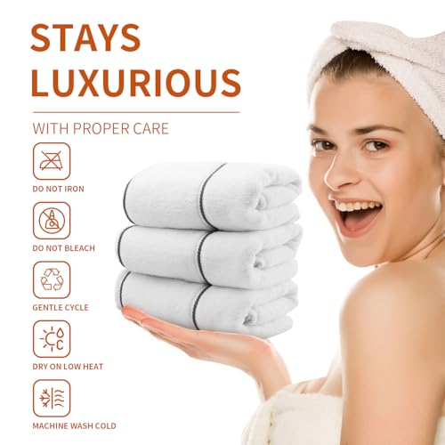 Hand Towels Set, 3-Pack Cotton Washcloths, 12x20 Inch, White | 480GSM, Premium Quality Cloths, Highly Absorbent and Soft Feel Towels for Bathroom, Gym, Shower, Hotel, and Spa