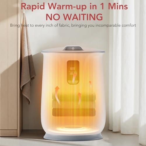 Electactic 20L Large Towel Warmer for Bathroom Spa | Even Heated for Oversized Towels, Bathrobes, Blankets, 24H Timer, Temperature Adjustable, Auto Shut Off - style: LCD Display+Attached Lid