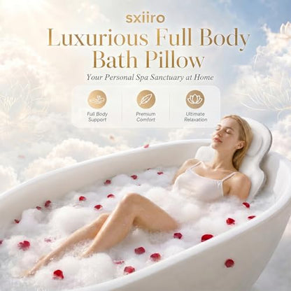 Full Body Bath Pillow, Luxury Bath Cushion with 192 Suction Cups, Bath Pillows for Tub for Head and Neck Support, with Laundry Bag White, 51" x 16" - size: 51" x 16"(Upgrade）