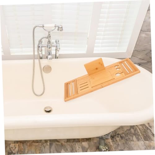 Expandable Bamboo Bathtub Tray Bath Organizer with Design for Various Tub Versatile Storage for Shower Essentials Non-Slip Secure Bath Accessory