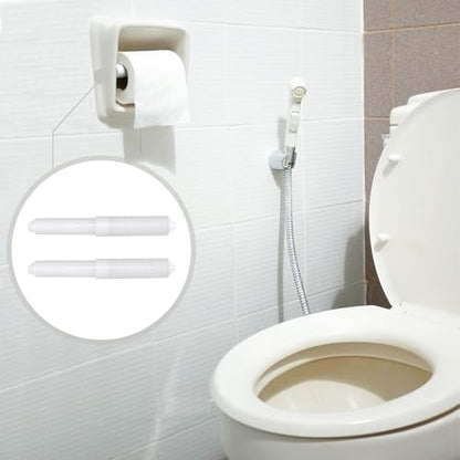 2 PCS Toilet Paper Holder, Replacement Roller for Bathroom, White | Plastic Toilet Paper Holder, Simple Installation, Spring Loaded Roller Replacement for Home