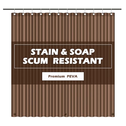 EHZNZIE Brown Shower Curtain Liner 72x72, PEVA Waterproof Bath Curtain, No Chemical Smell, 3 Weighted Magnets, Durable with Rustproof Metal Grommets - color: Brown, size: 72"W x 72"L (Pack of 1)