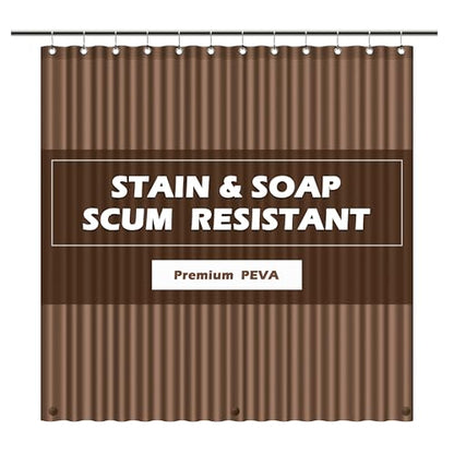 EHZNZIE Brown Shower Curtain Liner 72x72, PEVA Waterproof Bath Curtain, No Chemical Smell, 3 Weighted Magnets, Durable with Rustproof Metal Grommets - color: Brown, size: 72"W x 72"L (Pack of 1)