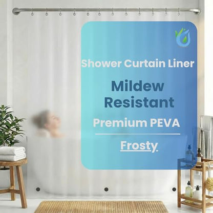 SUSTAINAURA® Premium Frosty Shower Curtain Liner 72x72 – Waterproof, Quick Dry, Odor Free, Eco Friendly, Non-Toxic with 3 Weighted Magnets & 12 Rustproof Grommets Bathroom Accessories - color: 2a Premium Peva Frosty