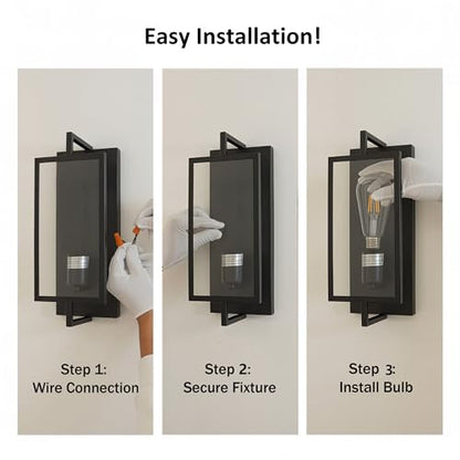 1-Light Bathroom Light Fixture, Matte Black Vanity Lights Wall Sconce with Clear Glass Shade, Indoor Wall Lamp with E26 Base for Mirror Living Room Bedroom Hallway - color: Black