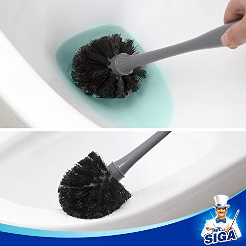 MR.SIGA Toilet Plunger and Bowl Brush Combo for Bathroom Cleaning, Gray | Heavy duty toilet brush and plunger set, toilet bowl brush and plunger with holder - color: Gray
