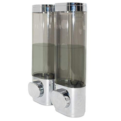 2-Chamber Soap Dispensers Wall Mount,400ml Bathroom Shower Pump Dispenser,Press Manually Lotion Shower Soap Dispenser Usefor Home,Bath,Kitchen,Hotels,Restaurants(Silver) - color: Silver, size: 2 Chamber