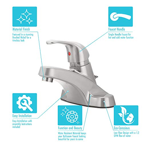 30-B410-AV-BN Watersense Certified Bathroom Sink Faucet, Brushed Nickel Single Handle (Pack of 4) - color: Brushed Nickel Single Handle, size: (Pack of 4)