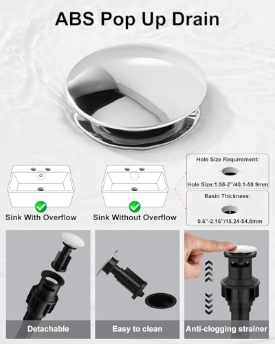 Polish Chrome Bathroom Faucet,4 Inch Centerset 2-Handle Waterfall | Includes Pop-Up Drain,24-Inch Supply Lines,Mounting Hardware,SUS304 Stainless Steel Construction,And A 360° Swivel Spout - color: Polish Chrome