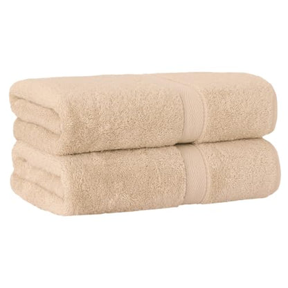 Supreme Terry 2-Piece Bath Towel Set, Hotel & Spa Quality, Plush and Absorbent 100% Turkish Cotton Towels, Quick Dry-Beige - color: Beige, size: Bath Towel Set