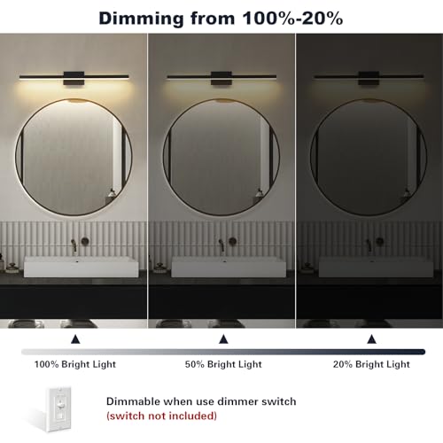 Joossnwell Bathroom Vanity Light Black Dimmable 5CCT Bathroom Lighting FIixtures Over Mirror 39.37 Inch Modern Vanity Light bar Led Bath Light ETL Certificated - color: Black, size: 39.37 Inch Long