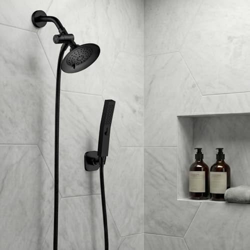 G-Promise Solid Metal High-Flow Shower Diverter Valve (Matte Black) | High Water Output, 4 Spray Modes with Pause Mode, Anti-Leak, Use Separately or Both, Easy Install, Universal Replacement - color: Matte Black
