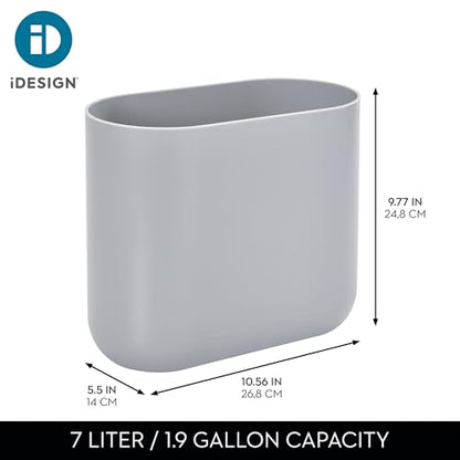 iDesign Small Slim Plastic Bathroom Trash Can, 2-Pack, Gray | Bedroom, Office, Desk, Dorm - color: Gray, style: Pack of 2