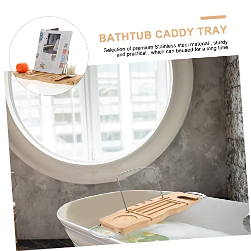 Expandable Bamboo Bathtub Shelf Bath Tray for Tubs Storage Organization