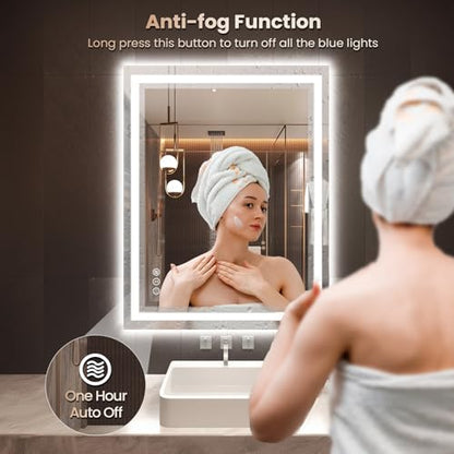 Snowdool 36 x 36 in LED Bathroom Mirror, Front and Backlit, Anti-Fog | Front and Backlit, 3 Color Temperatures, Anti-Fog, Tempered Glass - size: 36"L x 36"W