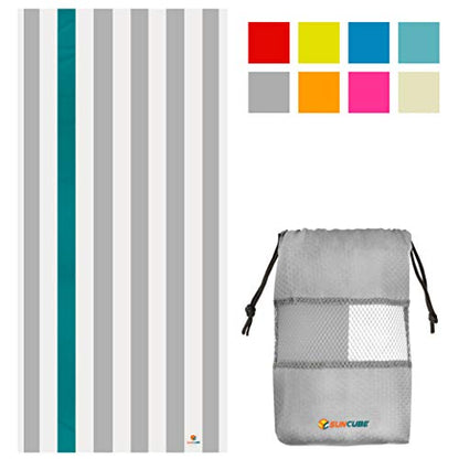 SUN CUBE Microfiber Beach Towel Quick Dry with Carry Bag, Gray 78x35 Inch | Quick Dry and Free Microfiber Towel, Lightweight Packable Swim Towel for Beach, Pool, Camping, Cruise, Travel - color: Light Grey, size: 78.00" x 35.00"