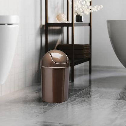 Umbra 1.25 Gallon Mini Waste Can with Removable Swing-Top Lid - Small Garbage Bin for Kitchen, Bathroom, Bedroom, Office - Compact Trash Can Fit Under Tables & Counters - Bronze - color: Bronze