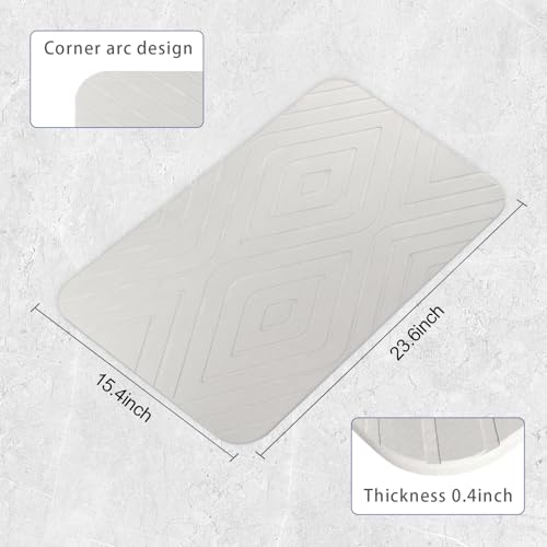 Stone Bath Mat, 2 Pack Diatomaceous Earth Shower Mat, Non-Slip Super Absorbent Quick Drying Bathroom Floor Mat, 24x15, Off-White - color: Off-white