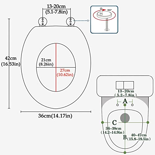 Black Quick Release Toilet Seat with 360 Degree Adjustable Hinge, Easy Clean, Oval Shape, Simple Top and Bottom Fixing - color: Silver
