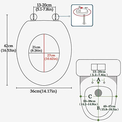 Black Quick Release Toilet Seat with 360 Degree Adjustable Hinge, Easy Clean, Oval Shape, Simple Top and Bottom Fixing - color: Silver