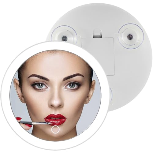 10X Magnifying Mirror, 6.8 Inch Magnifying Makeup Mirror with 3 Suction Cups, Magnified Makeup Mirror, Backlit LED Cosmetic Mirror Portable Makeup Mirror with 10X Magnification for Bedroom Travel