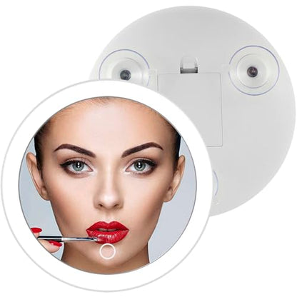 10X Magnifying Mirror, 6.8 Inch Magnifying Makeup Mirror with 3 Suction Cups, Magnified Makeup Mirror, Backlit LED Cosmetic Mirror Portable Makeup Mirror with 10X Magnification for Bedroom Travel