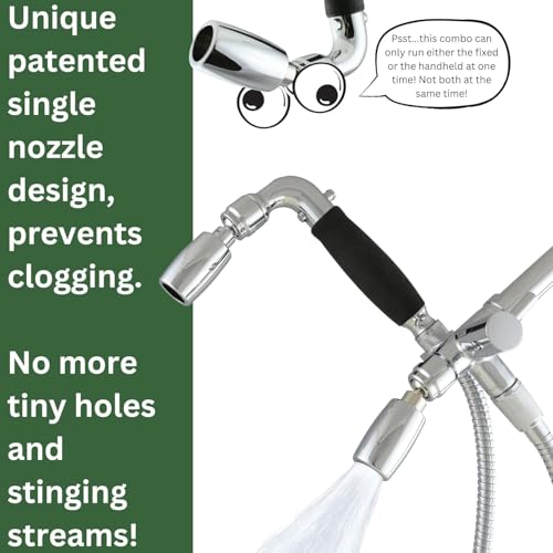 High Sierra® Lead-Free Metal 3-way Combo Shower Kit. Built in Diverter Valve Effortlessly Diverts Flow from the Fixed Shower Head to the Handheld and back - Ultra Low Flow 1.5 GPM - Matte Black - color: Matte Black w/ Nylon Insert, size: 1.5 GPM