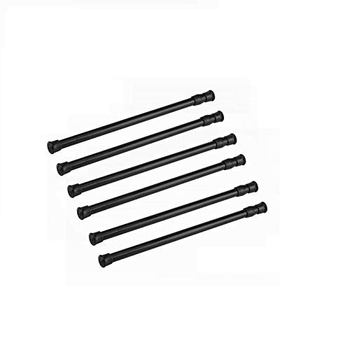 Cupboard Bars Tension Rods, 6 Pack Spring Tensions Rods Steel Adjustable Tension Curtain Rod Closet Rod Window Rods (Black, 11.8-20 Inches) - color: Black, size: 11.8-20 inch