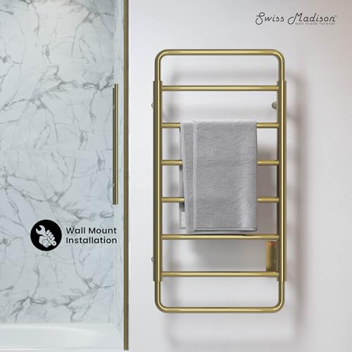 Swiss Madison Ivy 8-Bar Electric Towel Warmer Heated Towel Racks for Bathroom in Brushed Gold - color: Gold