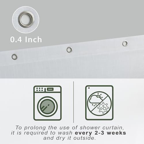 KOUFALL White Waterproof Linen Fabric Shower Curtain 54x72 Inch Length - color: White, size: 54"W x 72"L (Pack of 1)