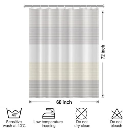 Boho Beige Brown Striped Stall RV Shower Curtain 60" Wx72 L | White Gray Bohemian Geometric, Polyester Waterproof, Machine Washable, Bathroom Small Curtain, Easy to Install with 10 Hooks - color: Beige, size: 60"W x 72"L (Pack of 1)