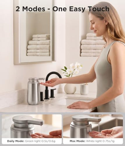 Newise Automatic Liquid Soap Dispenser Touchless - 10.5 Oz, Stainless Steel | 2 Adjustable Dispensing Modes, Self-Cleaning, Rechargeable Dish and Hand Soap Dispenser for Kitchen and Bathroom Countertop - size: Liquid