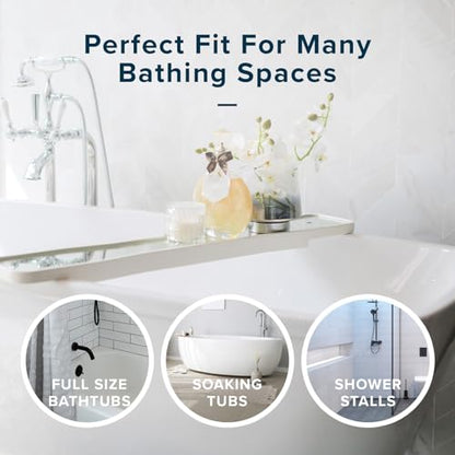 SlipX Solutions White Extra Long Rubber Safety Bath Mat (18 x 36 Inch, 220 Suction Cups, Great Non-Slip Coverage) - size: 36" x 18" (Rectangular)