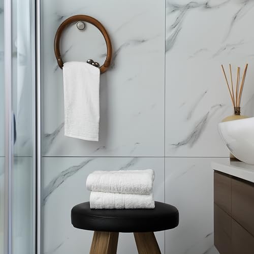 6 Piece Hand Towels Set 16 x 28 Inches, White | 100% Cotton, Lighter Weight, Quick to Dry, 16 x 28 Inches, Super Soft & Absorbent, Perfect for Bathroom & Kitchen - color: White