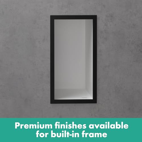 hansgrohe XtraStoris Individual Recessed Wall Niche Matte White with Design Frame 12"x 6"x 4" in Brushed Bronze, 56096140 - color: Brushed Bronze