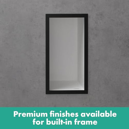 hansgrohe XtraStoris Individual Recessed Wall Niche Matte White with Design Frame 12"x 6"x 4" in Brushed Bronze, 56096140 - color: Brushed Bronze