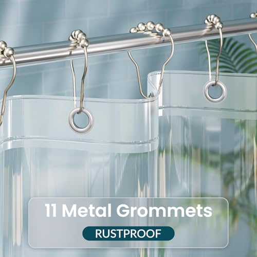 Titanker Plastic Shower Curtain Liner, Clear Shower Liner PEVA 66x72 Lightweight Waterproof Shower Curtains for Bathroom with Magnets and Rustproof Grommets - color: Clear, size: 66"W x 72"L (Pack of 1)