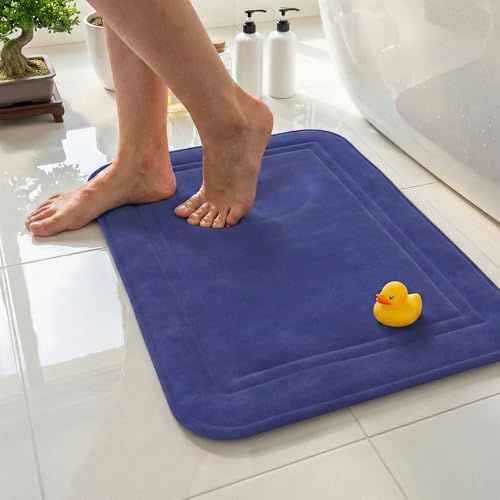 Memory Foam Bath Mat 59x23, Non Slip, Machine Washable, Quick Dry & Absorbent Rugs, Bath Mats for Bathroom Floor, Tub & Shower, Bathroom Rug, Blue - color: Blue, size: 59 x 23 Inch