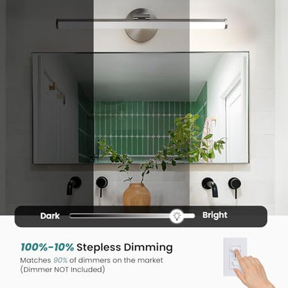 KAISITE Bathroom Light Fixture Over Mirror 22IN Brushed Nickel Vanity Lighting Fixture Dimmable LED Vanity Light Rotatable Modern Bathroom Light Bar 18W 3000K - color: Brushed Nickel, size: 22 Inch