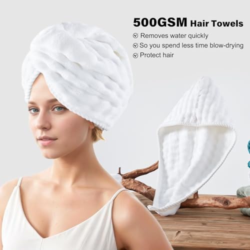 COZYART Lint Free 8 Pcs Bathroom Towels Set Ultra Soft Microfiber White | Fluffy, Thick, Highly Absorbent, Fast Dry, No Shedding, No Pilling, Fade Resistant, Durable, Long-lasting - color: White