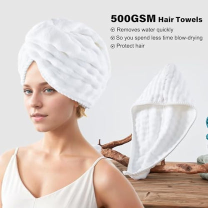 COZYART Lint Free 8 Pcs Bathroom Towels Set Ultra Soft Microfiber White | Fluffy, Thick, Highly Absorbent, Fast Dry, No Shedding, No Pilling, Fade Resistant, Durable, Long-lasting - color: White
