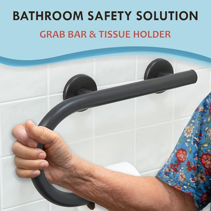 Grab Bar Toilet Paper Holder - Bathroom Safety/304 Stainless Steel/Left/Oil Rubbed Bronze/16.5"x 10" - color: Oil Rubbed Bronze, Left Hand