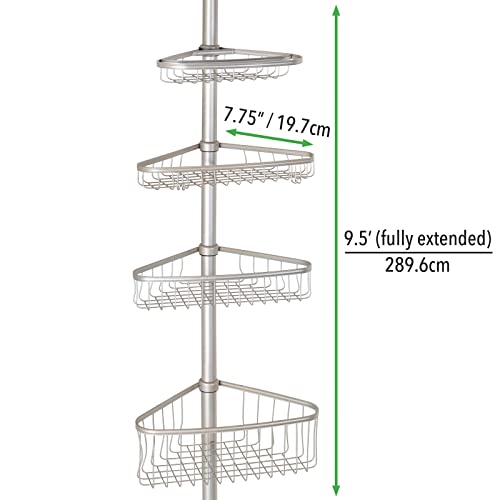 mDesign 0391MDBA Bathroom Shower Storage Constant Tension Corner Pole Caddy